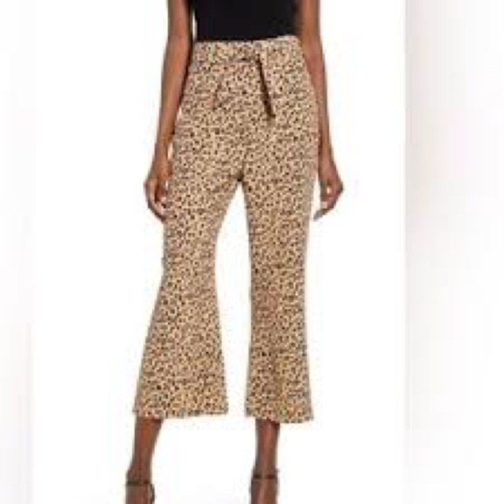 Leith Nordstrom Leopard 🐆Tie Front Crop Flare Pants -XS